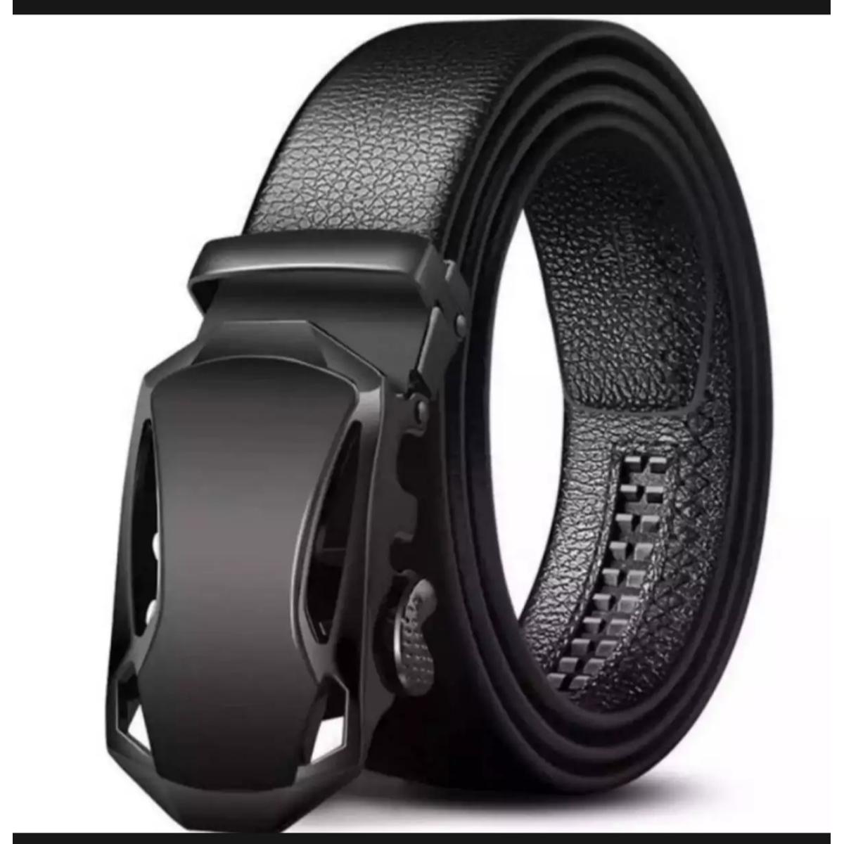 Black Artificial Leather Soft Auto Gear Belt for Men