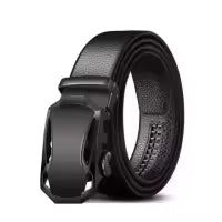 Black Artificial Leather Soft Auto Gear Belt for Men