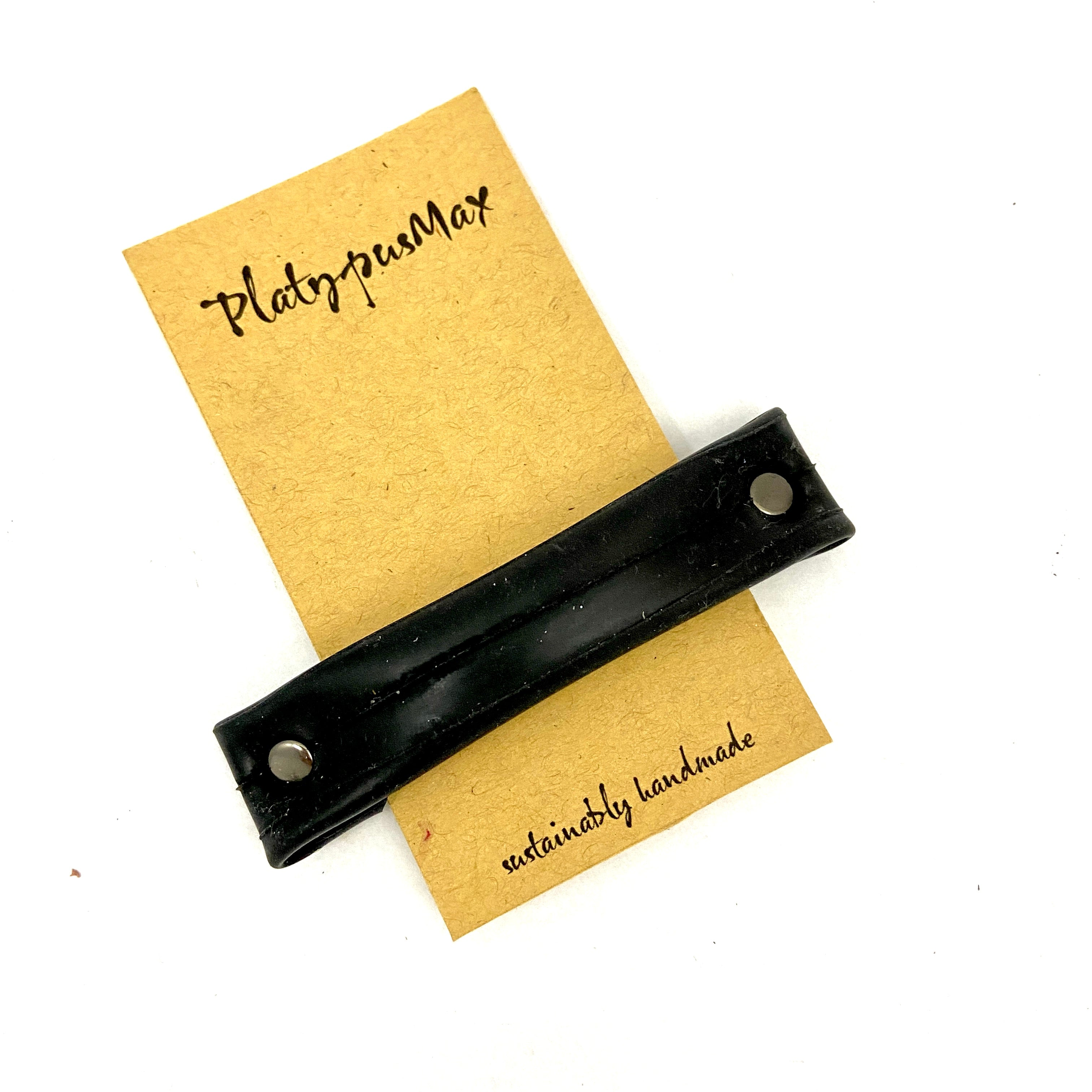 Upcycled Bicycle Tire Barrette in Basic Black-0