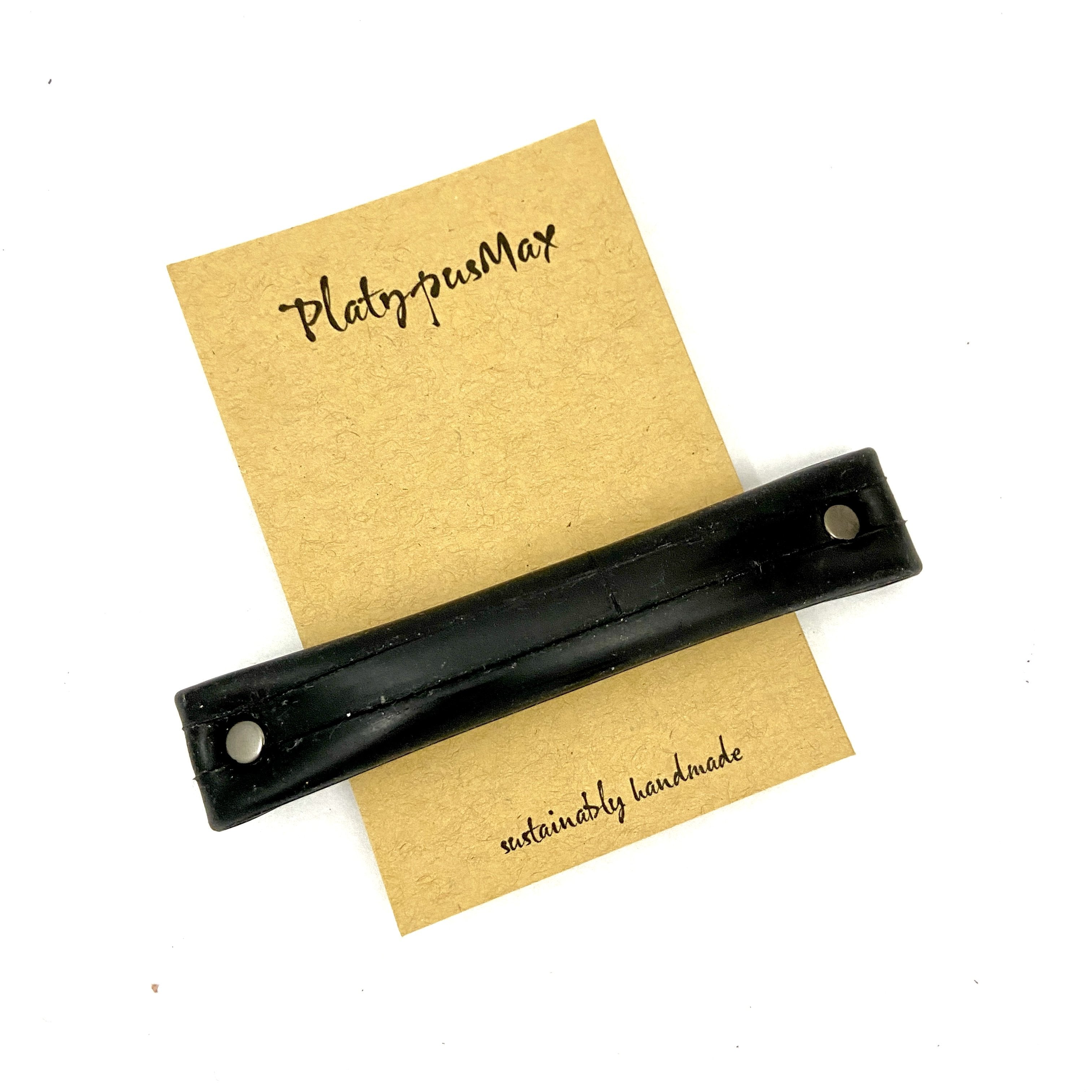Upcycled Bicycle Tire Barrette in Basic Black-1