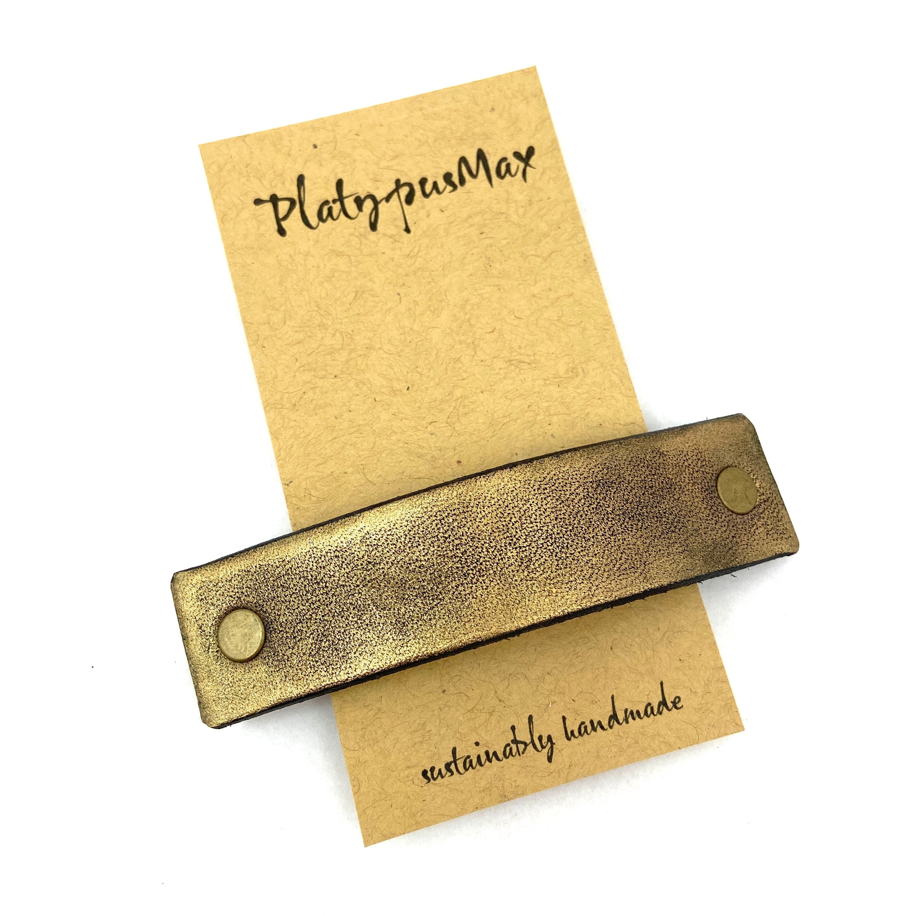 Solid Gold Leather Eco Barrette-0